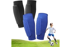 JOMHTIVL 2 Pairs Kids Soccer Shin Guards,Soccer Shin Guards Pads for Youth Adult with Honeycomb Pads Protective Soccer Shin Pads Gear for Boys, Girls