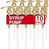 VOISEN Coffee Syrup Pump, 10 Pack Gold Syrup Pump | Skinny Syrup Pump for 750ml 25.4oz Syrup Bottle, Syrup Pump Dispenser for Coffee Bar Drinking Mixes,Davinci,Jordans