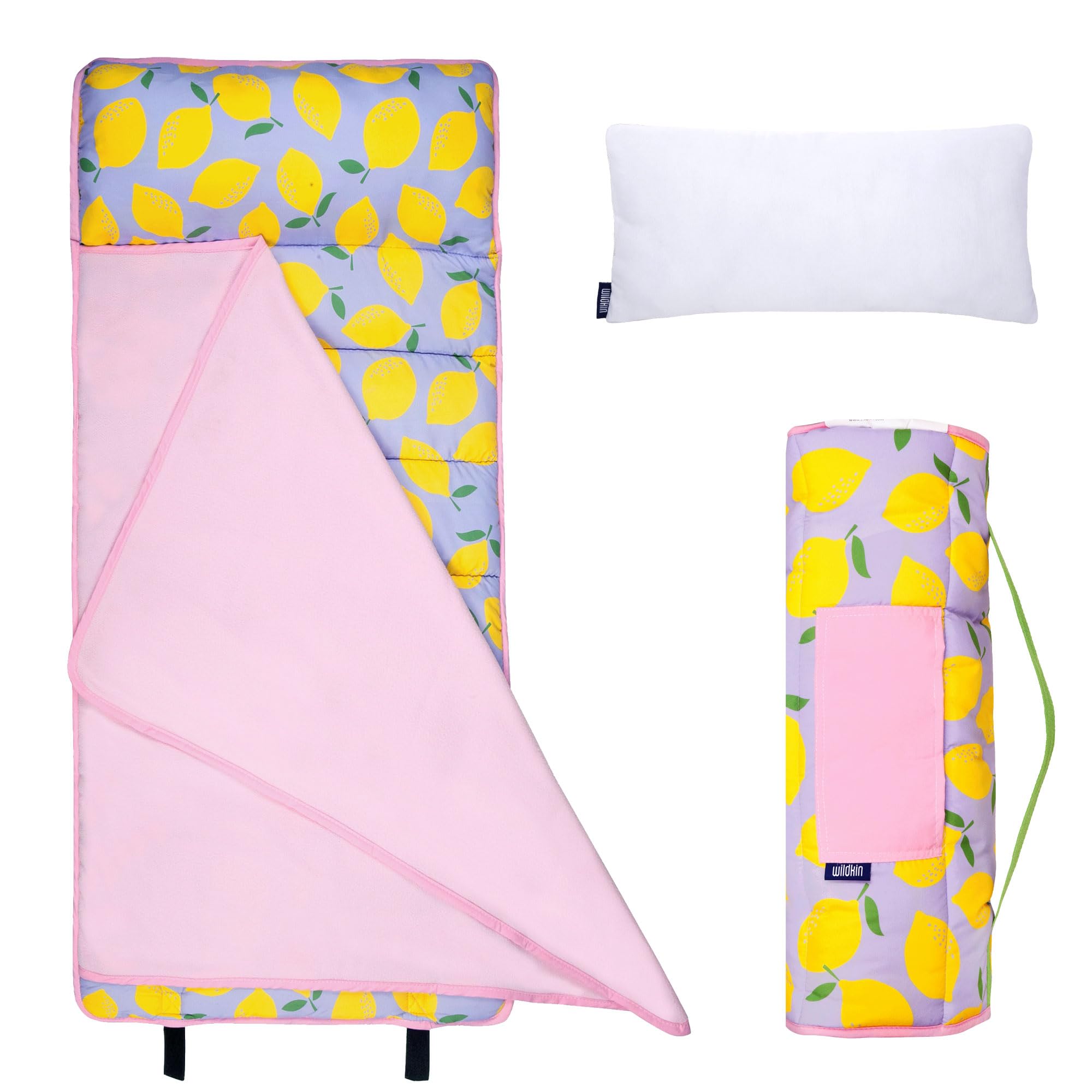 Photo 1 of Wildkin 43-inch Kids Nap Mat – Soft Microfiber Toddler Sleeping Mat with Pillow - Lilac Lemonade