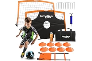 JumpJoys Kids Soccer Goal for Backyard| 6x4 ft Portable Pop Up Soccer Goal Kids Soccer Net | Practice Soccer Net in Multiple Colors | Single Net, Set of Two, Double with Accessories