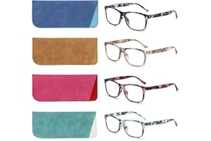 Loycco 2/4/5 Pack Square Reading Glasses Blue Light Blocking Readers Spring Hinge for Women Men