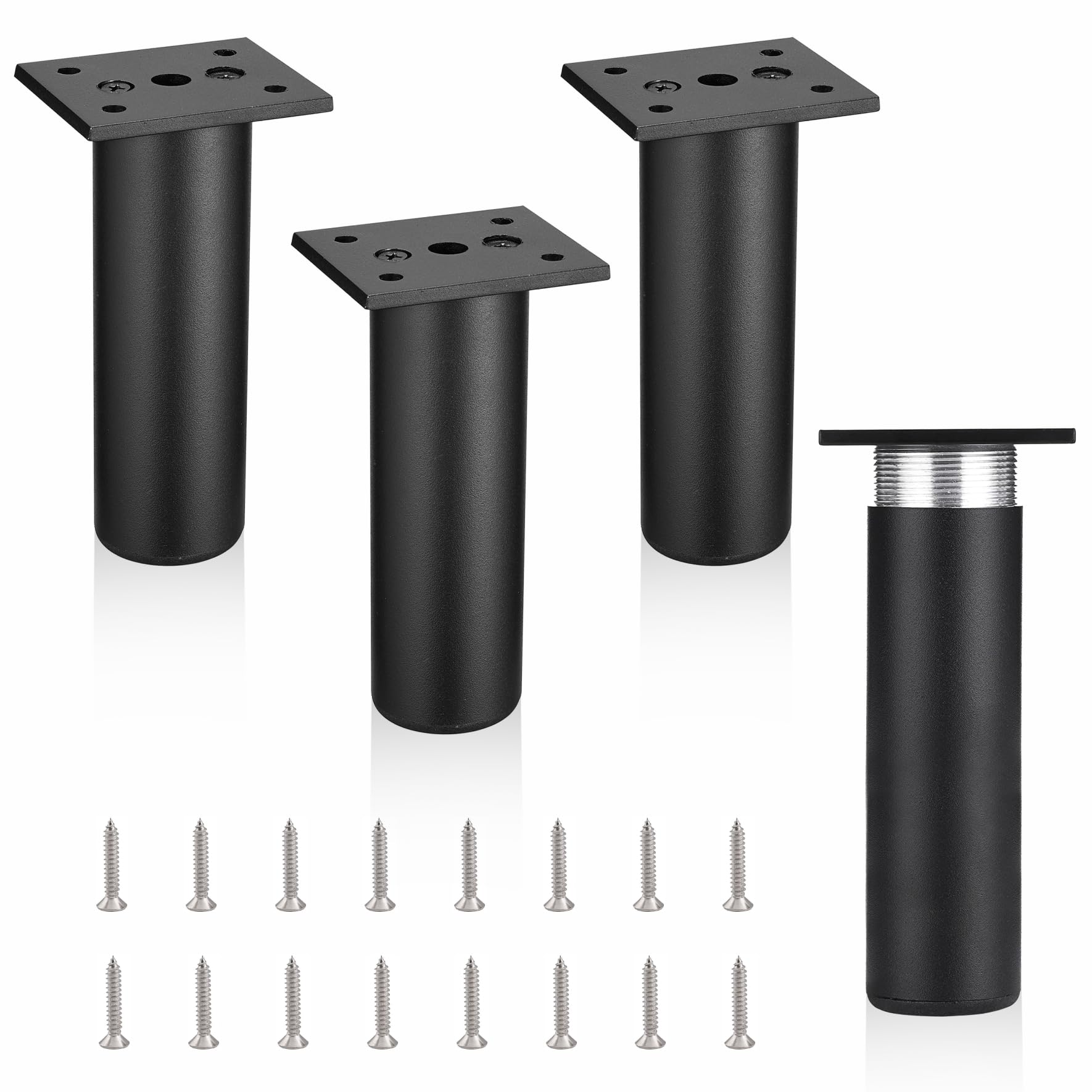 MixDora 4Pcs Adjustable Furniture Legs Black Metal Sofa feet Aluminum Alloy Couch Legs Wardrobe Foot Bed Feet Furniture Replacement Legs
