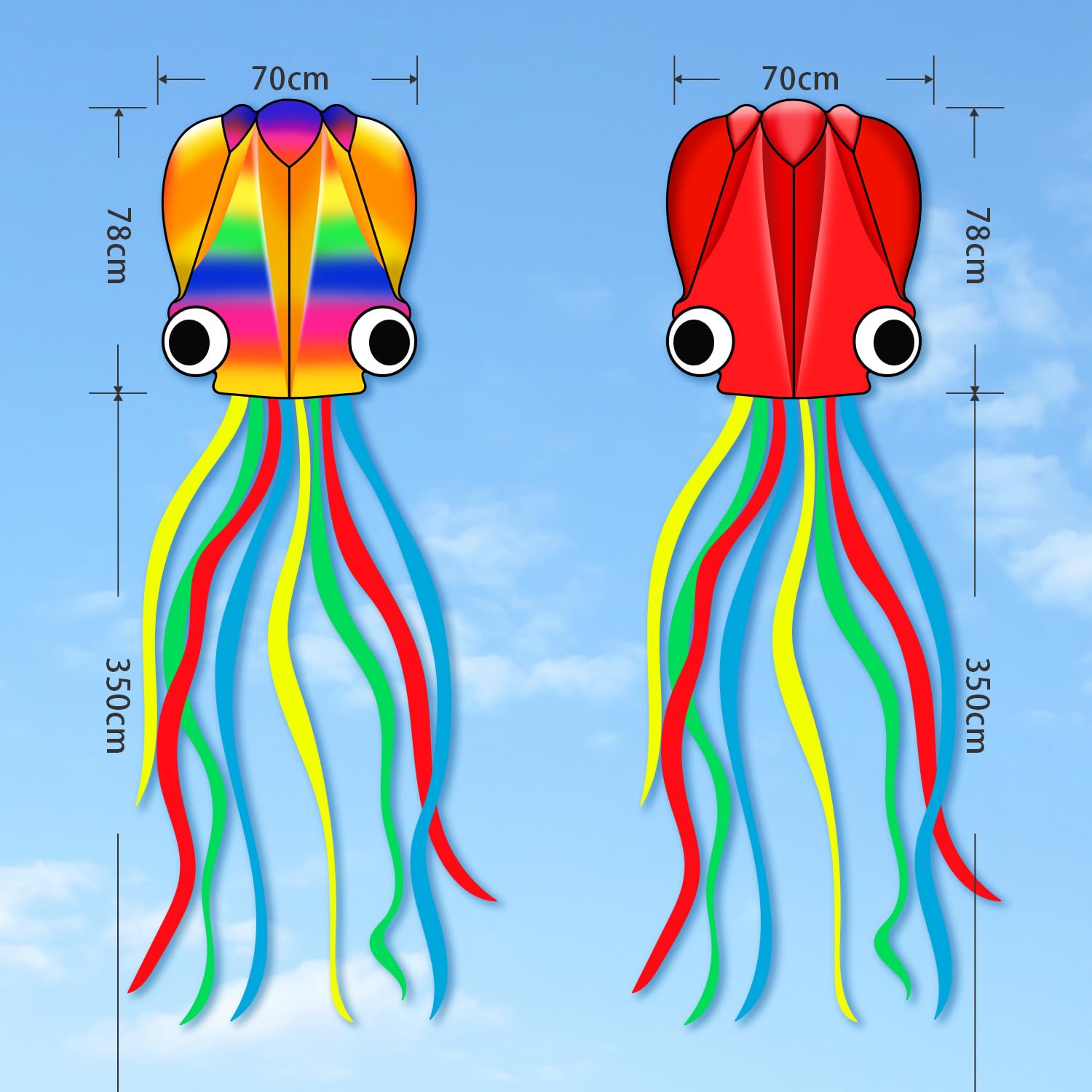 Large Octopus Kites for Kids & Adults,Big Kite for Beginners, Kites for Kids Ages 4-8,Outdoors Activities with Line and Handle