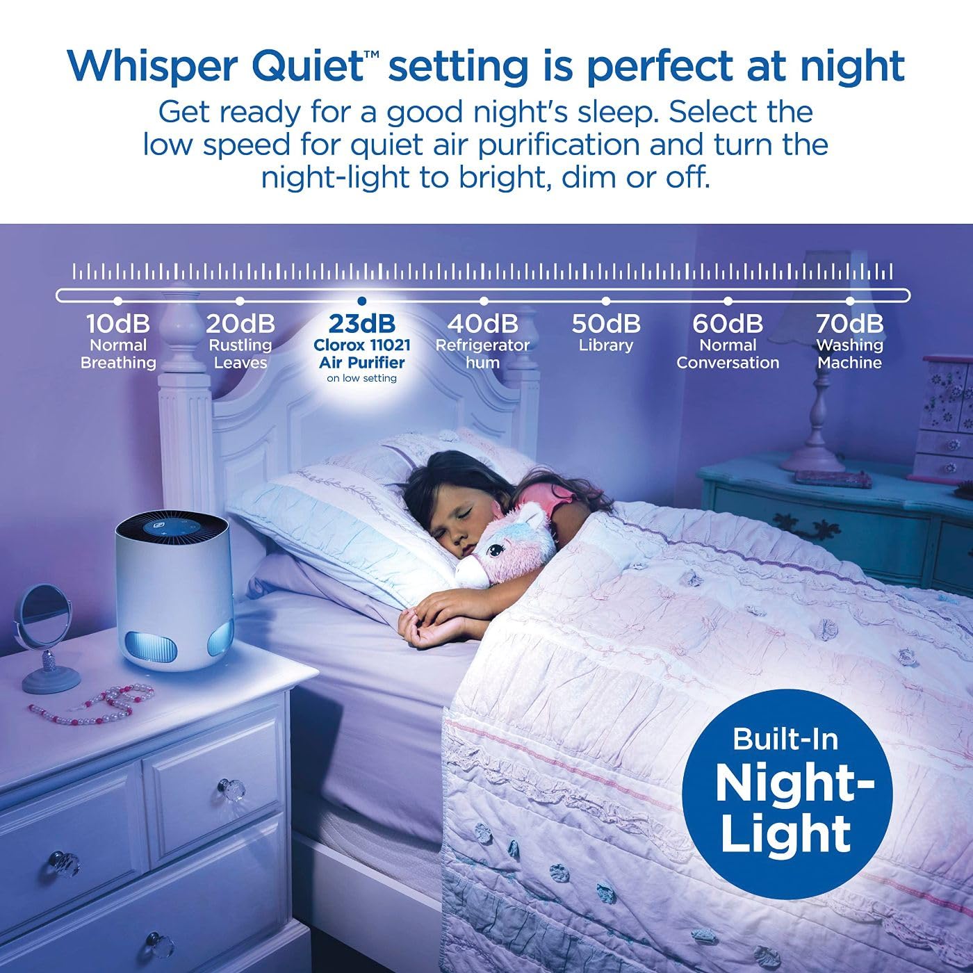 Clorox Smart Air Purifiers for Bedroom Home, True HEPA Filter, Works with Alexa, Small Rooms up to 200 Sq Ft, Removes 99.9% of Viruses, Wildfire Smoke, Mold, Allergies, Dust, AUTO Mode, Whisper Quiet