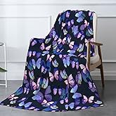 Nmbvcxz Butterfly Throw Blanket Cozy Flannel Fleece Blanket Air Conditioning Blanket for Living Rooms Sofa 50"x40"