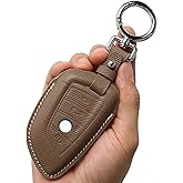 CISUI Leather Key Fob Cover Case, Keychain Shell, Compatible for BMW 2 5 6 7 X1 X2 X3 X5 X6 Series(Khaki)