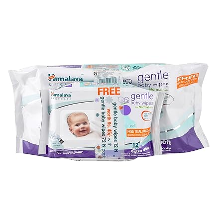 Himalaya Herbals Gentle Baby Wipes (72 Sheets) with Free 12 Sheets
