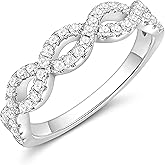 SHINYSO Wedding Bands for Women Infinity Stacking Ring Half Cubic Zirconia Eternity Engagement Ring Size 4-10