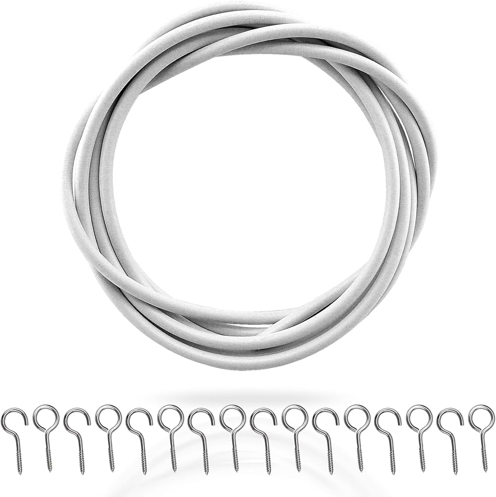 G4GADGET 3M Net Curtain Wire with 8 Hooks & 8 Eyes for Windows & Doors