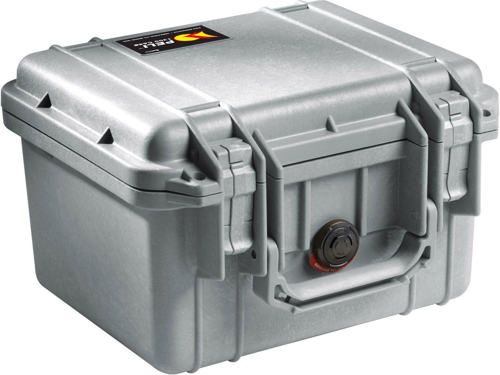 PELI Protector 1300 Mirrorless Camera Case, IP67 Watertight and Dustproof, 17L Capacity, Made in US, No Foam, Silver