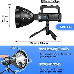 Rechargeable Spotlight, 2,000,000L High Lumens Led