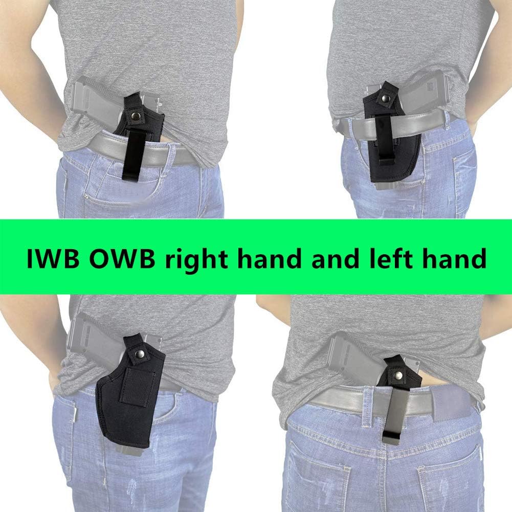 Anjilu 2 PC Universal Concealed Carry Holster, Inside or Outside The Waistband for Right and Left Hand Draw, Holster for Subcompact to Large Handguns, Black : Sports & Outdoors