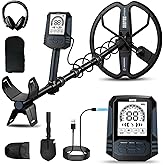 SUNPOW Rechargeable Metal Detector for Adults, 35H Battery Waterproof Gold Detector Kit, 10'' Deep Search Double-D Coil, High Accuracy Pinpointer for Beach, Saltwater &amp; Yard &ndash; OTMD15
