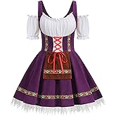 AGCOAH Women Oktoberfest Costume Adult Bavarian German Beer Velvet Dress Halloween Carnival