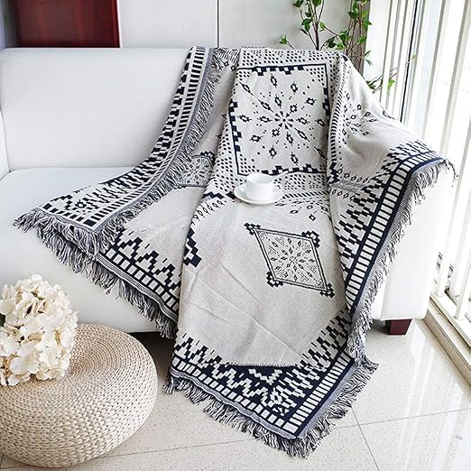 Scandinavian Sofa Chair Tapestry Throw Couch Blanket Double Sided Knitted Multi Function With Decorative Tassels Royal Rhombus Collection 51x70 Inch 127x178 Cm Amazon Ca Home Kitchen
