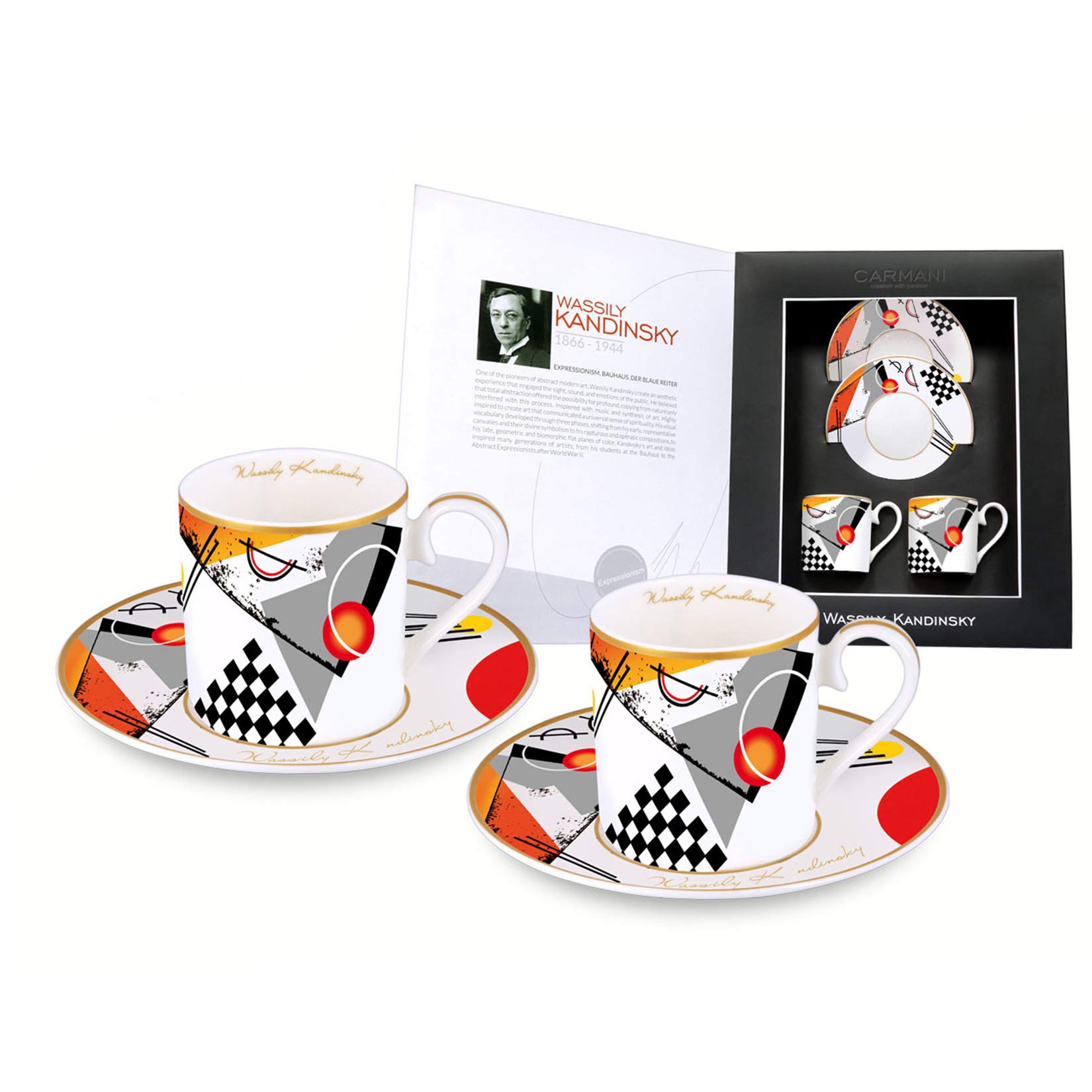 CARMANI - 2-Pieces Espresso Set with Wassily Kandinsky "Transverse line" 100ml