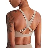 Icyzone V Neck Sports Bra - Criss Cross Back Padded Workout Top For Women, Medium Support