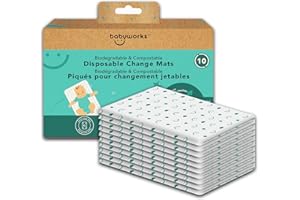 Baby Works - Disposable, Biodegradable, & Compostable Change Mats. Waterproof & Leak-Proof Changing Pad, Super Soft, for Babi