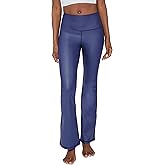 90 Degree By Reflex Faux Leather Flared Leg Yoga Pants - Squat Proof Interlink V-Back Cire Leggings