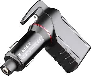 Ztylus Stinger Car Emergency Tool, Spring-Loaded Window Breaker, Car Safety Hammer, Seatbelt Cutter and Window Glass breaker, Car Escape Tool, USB Car Charger, 2 USB Ports Max 2.4A (Black)