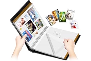 1DOT2 Photo Album Self-Adhesive, 100 Pages Sticky Page, Leather Cover, Magnetic Scrapbook Family Albums for Christmas Gifts, Birthday Wedding Memory Photo Book 4X6, 5X7, 6X8 8X10 Big Black