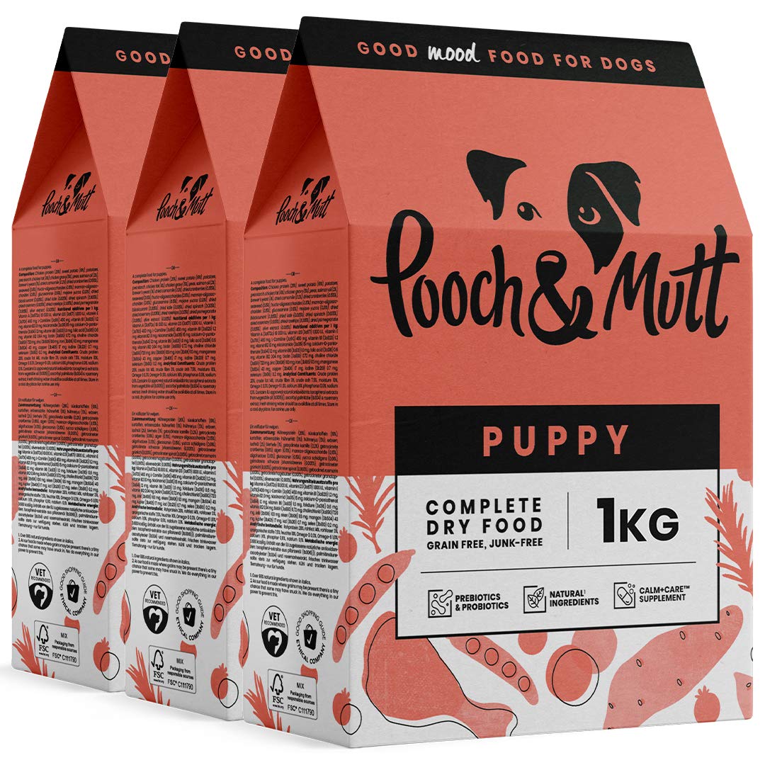 Pooch & Mutt - Complete Puppy Dry Dog Food (Grain Free & 100% Natural) - Chicken & Superfood Blend, 3x1kg, Brown