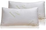 Bamboo Pillow - Firm Shredded Memory Foam Set of 2 - Stay Cool Removable Cover With Zipper - Hotel Quality Hypoallergenic - Relieves Snoring, Insomnia, Neck Pain, TMJ, and Migraines (Queen)