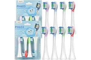 Scxieor Replacement Brush Heads Compatible with Kids Sonicare Electric Toothbrush, 8 Pack Soft Bristles Toothbrush Heads for 