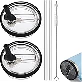 2 Pack 30oz Leak Proof Tumbler Flip Straw Lid Replacement for Stanley QuencherH2.0,Spill Proof Cup Top Lids,Reusable Tumbler Cover Compatible With Stanley Cup Accessories(2pack black)