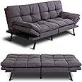 MUUEGM Futon Sofa Bed Memory Foam Futon Sofa Bed Convertible Sleeper Couch Bed,Modern Futon Couch Love Seat w/Adjustable Armrests,for Living Room Compact Spaces Offices Apartment,Studio,Grey