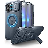 Dexnor for iPhone 13 Pro Max/12 Pro Max Case with Slide Camera Cover & Adjustable Kickstand & Built-in Screen Protector, Magsafe Rugged Bumper Cases Heavy-Duty Magnetic Protective Cover,Navy Blue