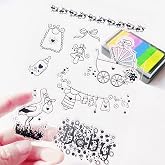 Baby Element Baby Carriage Clear Stamps Baby Clothes Pattern Transparent Seal Stamps for Holiday Card Making Decoration and DIY Scrapbooking Album DIY Crafts