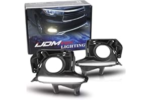 iJDMTOY Xenon White LED DRL Fog Lamp Kit Compatible with 2014-2016 Toyota Highlander, OEM Style Exact Fit LED Daytime Running Lights w/Fog Light Bezels
