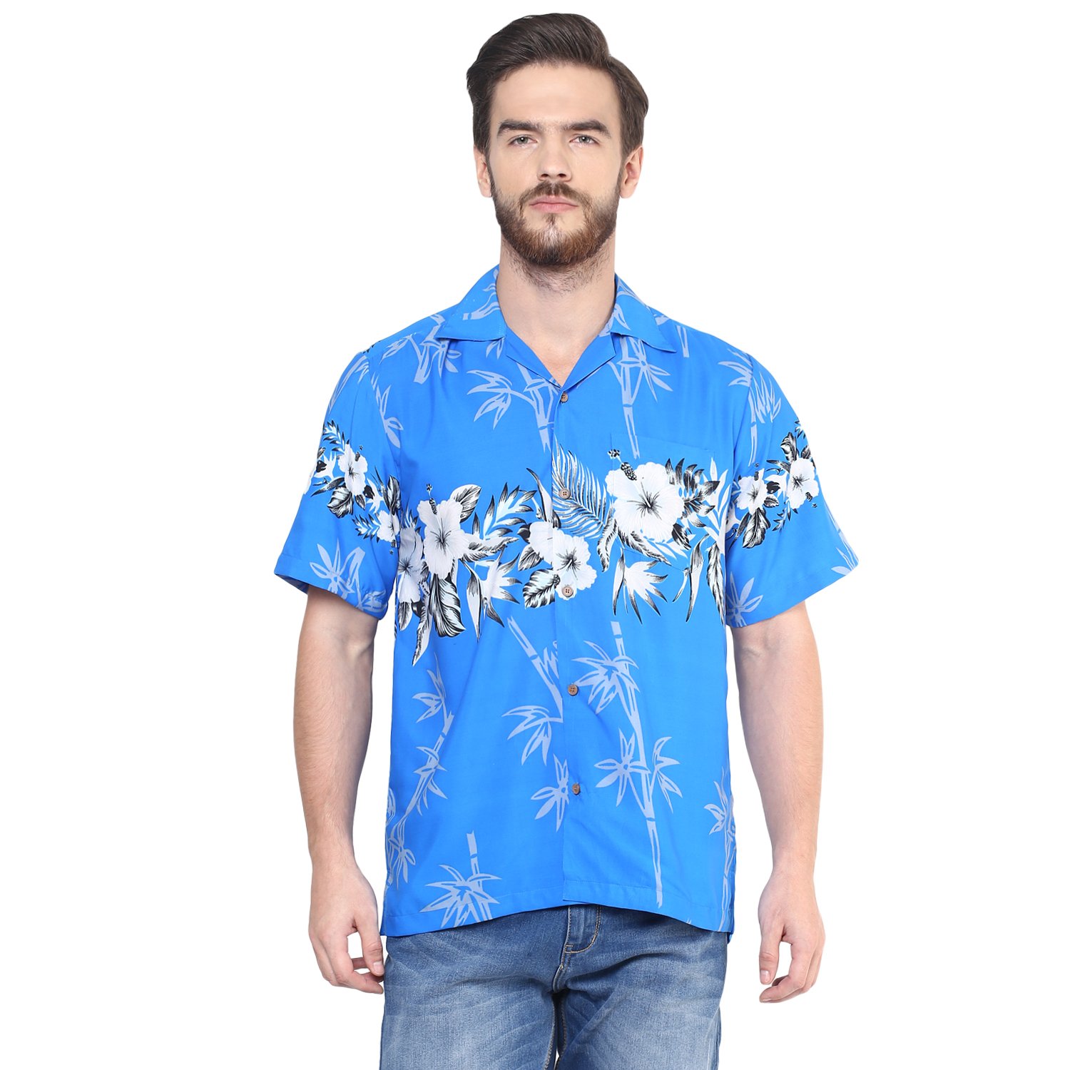 ALVISH Hawaiian Shirts Mens Aloha Beach Party Holiday Camp Casual Short
