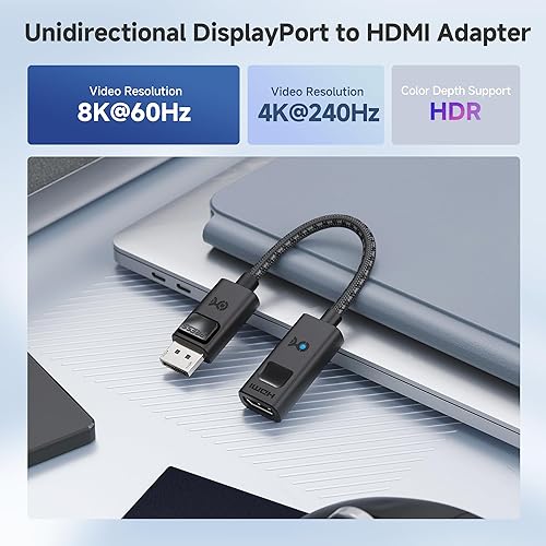 Cable Matters 8K DisplayPort to HDMI Adapter with 4K 240Hz