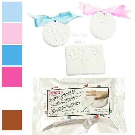 BabyRice, weichen Ton Teig für Baby-Handabdrücke Spuren Air Trocknen Impressum Impressions Kit (Baby blauen Ton)