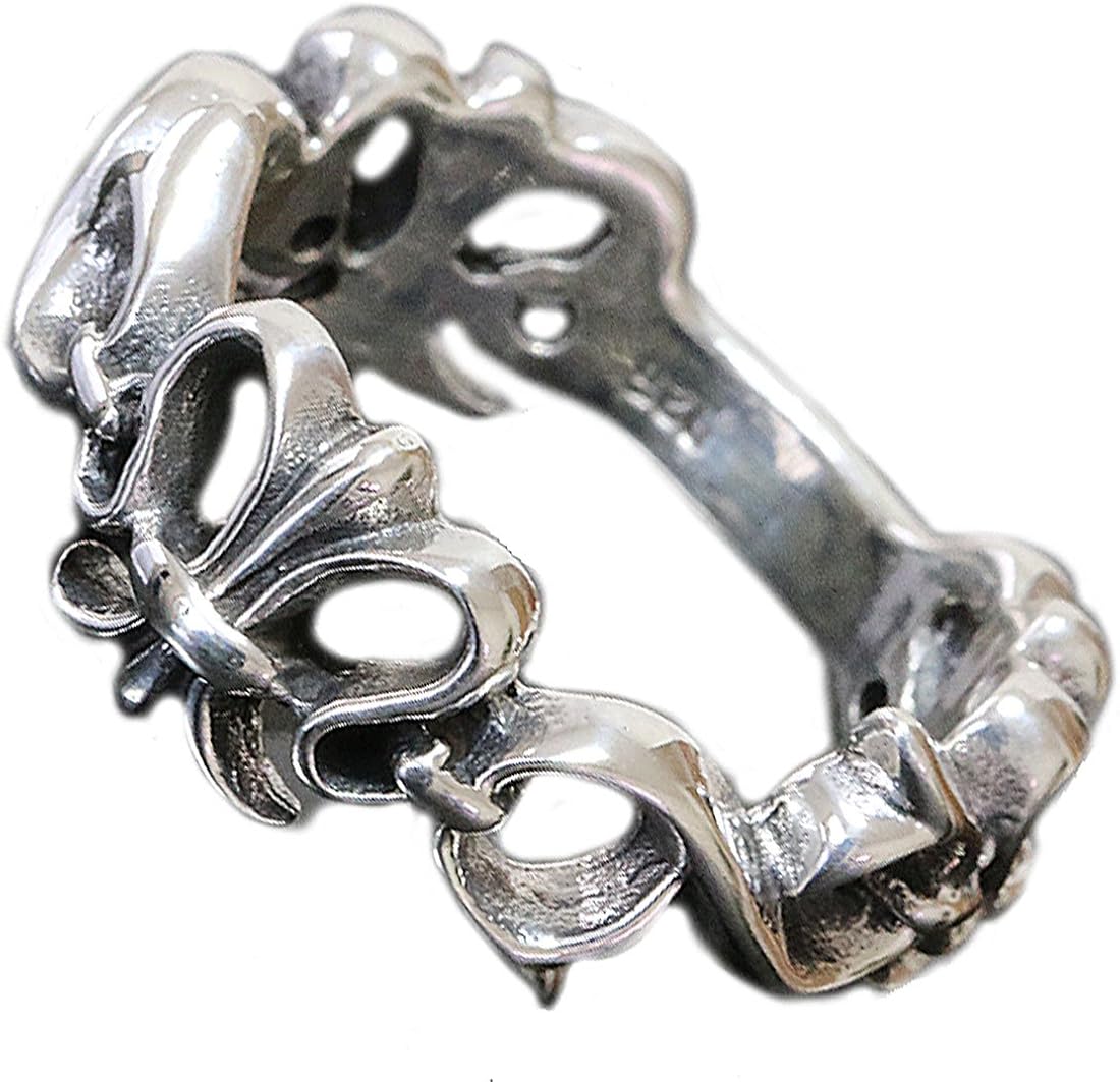 Amazon Co Jp シルバーリング ユリ紋章リング シルバーアクセサリー ユリ リリー 百合 スカル ボーンハンド ドクロ スカルリング シューズ バッグ