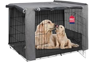 HiCaptain Folding Metal Dog Crate Cover for 48 Inch Wire Pet Cage(Two-Tone Gray)