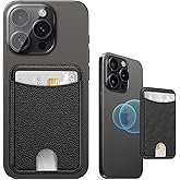 Miroddi for Magsafe Wallet, Magnetic Card Holder for iPhone 17/16/15/14/13/12 Series, Leather Magnet Phone Wallet Fit 4 Cards 3 Cash, Ultra-Thin, RFID Blocking, Black