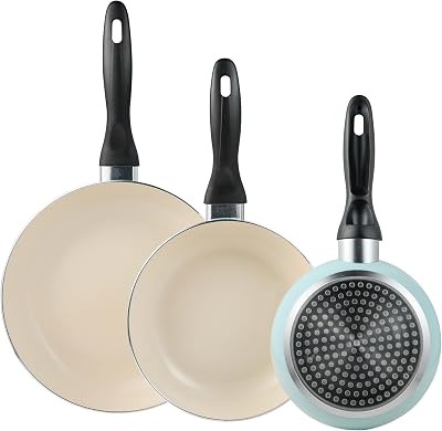 Set de 3 Sartenes Ø16Ø20Ø24cm en aluminio prensado Azul celeste
