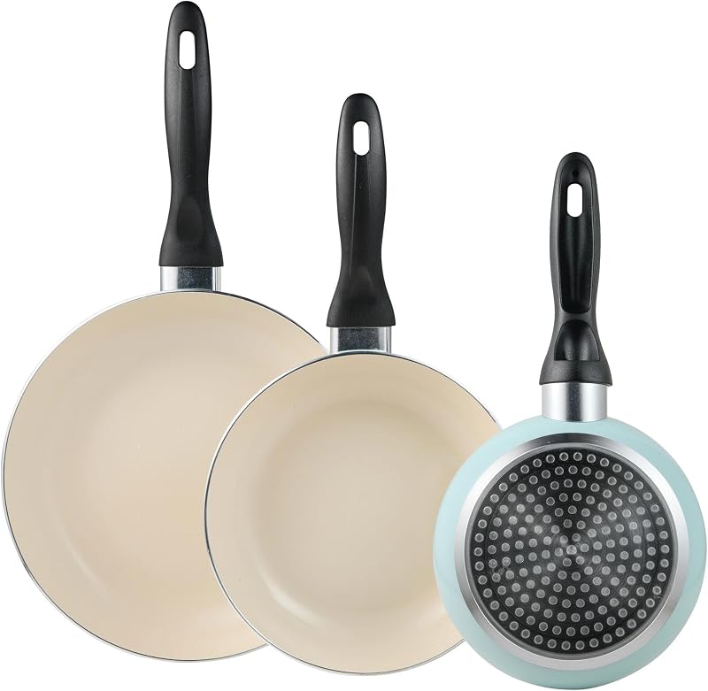 Set de 3 Sartenes Ø16Ø20Ø24cm en aluminio prensado Azul celeste — foto 1 de 8