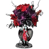 The Bradford Exchange Disney Tim Burton's The Nightmare Before Christmas Illuminated Rose Bouquet with Jack Skellington and Sally Sculpted Base LED Floral Table Centerpiece