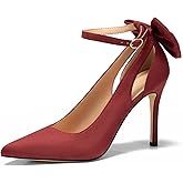 GotSoft Women's Pointed Toe High Heels Ankle Strap Bow Tie Pumps Wedding Party Dress Shoes