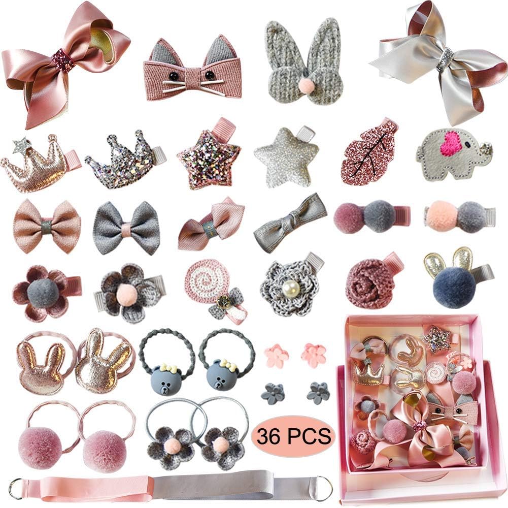Valentine's Day Baby Girl Hair Clips Bows Hair Ties Barrettes Accessories - Hairpins Set for Infant Teens Toddlers - Assorted styles 36 pcs Pack Xmas Gift