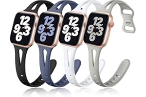 Getino Compatible for Apple Watch Band 41mm 40mm 38mm 42mm 44mm 45mm 46mm 49mm Women Men, Soft Silicone Slim Sport Bands for 