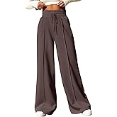 BTFBM Womens Wide Leg Sweatpants Casual Loose Solid Color Pants Comfy Lounge Joggers Baggy Sweatpants Pockets
