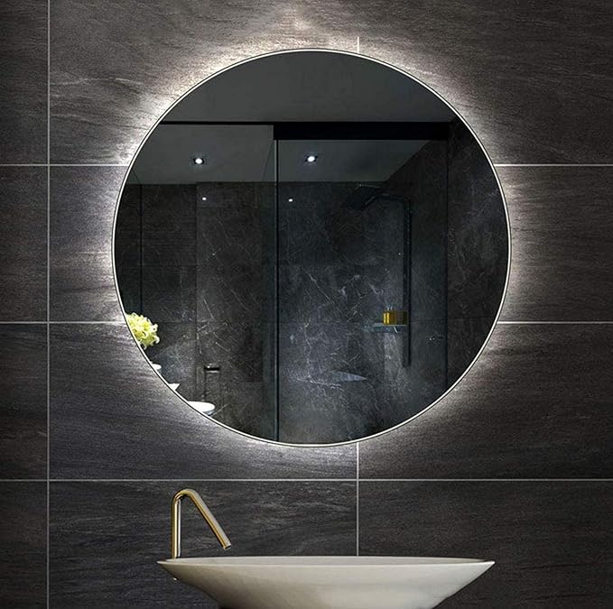 Wallmounted LED Light Mirror Modern Round Illuminated LED Bathroom