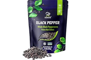 Soeos Black Peppercorns, 12oz (Pack of 1), Whole Black Pepper, Non-GMO, Kosher, Freshly Peppercorn Bulk, Packed to Keep Peppers Fresh, Ready to Use Corns for Grinder Refill