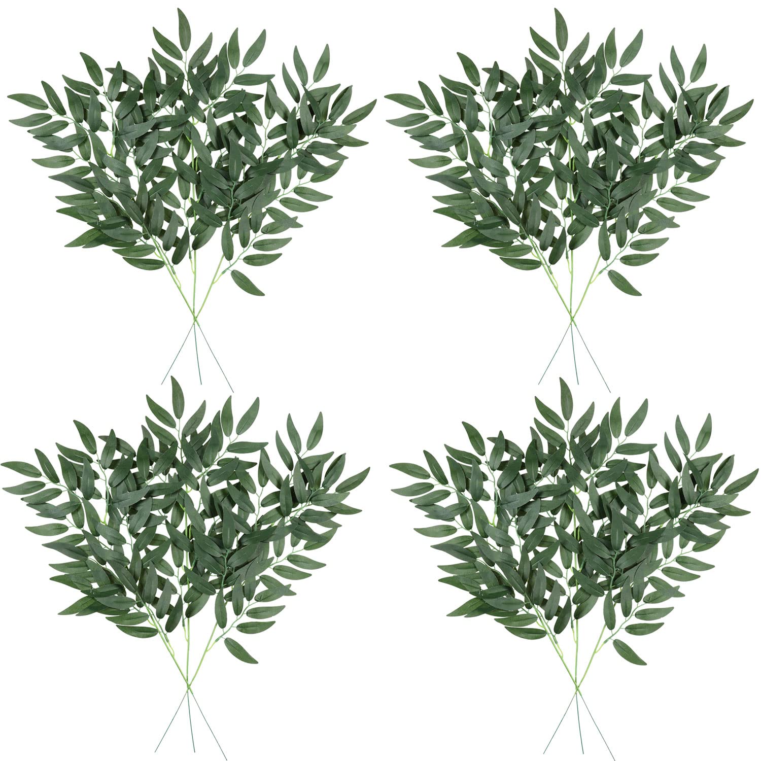 Famibay 36pcs Artificial Plants Willow Leaves Stems Green Foliage Willow Branches Silk Fake Plants for Indoor Outdoor Home Wedding Flower Arrangment DIY Craft