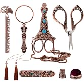 Wonvoc Embroidery Scissor Kit, Vintage Embroidery Scissors Set | Embroidery Needles and Scissors Kit, Sewing Needle Case, Easy Threading Tool, Ruler, Sewing Needle Cushion